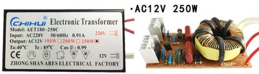 Купить импульсный электронный трансформатор 220 на 12 вольт, 200W-220W-250W